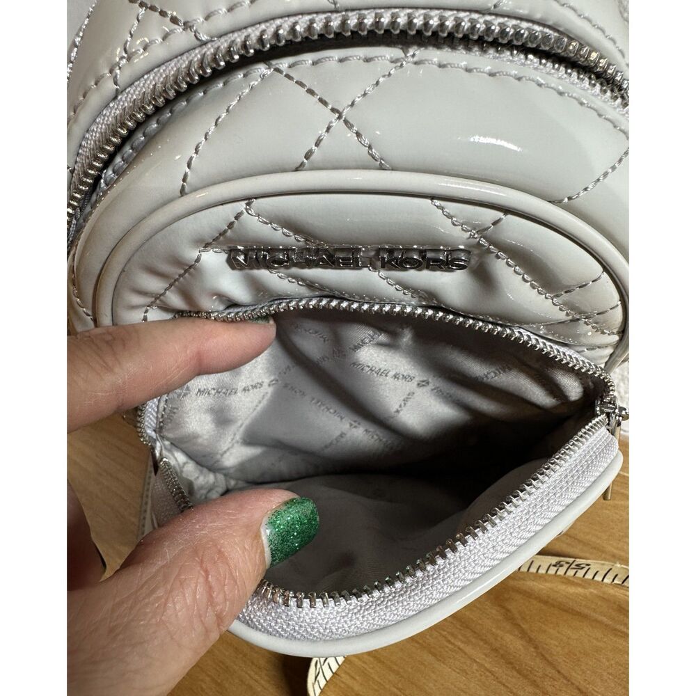 Michael Kors Abbey Mini Optic White Quilted Backpack NWOT - Picture 6 of 7